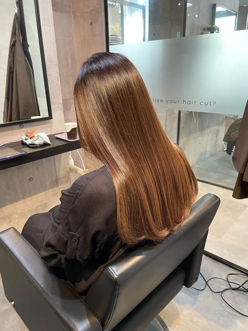 ロング カラー カット ヘアカラー トリートメント 👑髪質改善カラー 中垣斗希のヘアスタイル