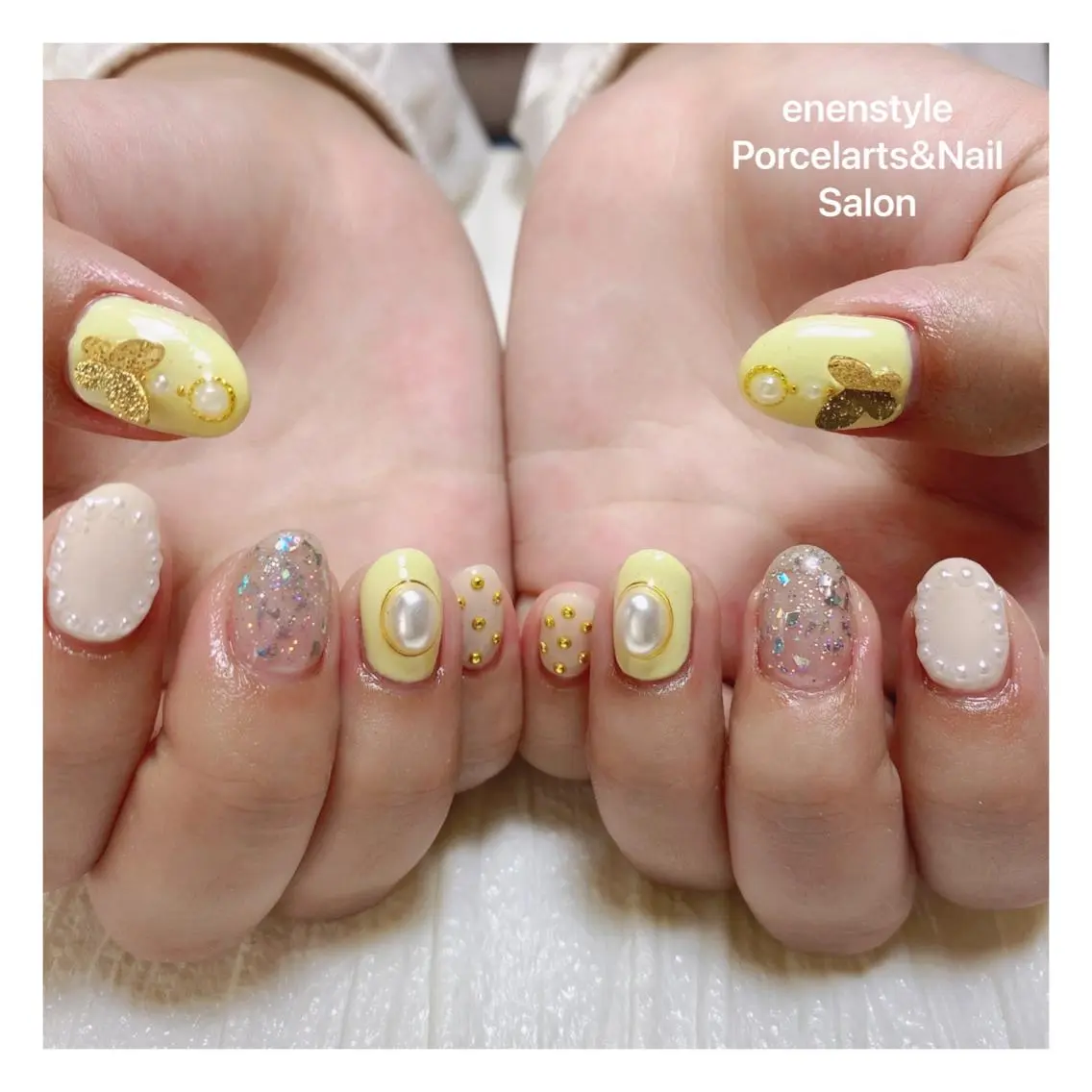 ミディアム ネイル ハンドネイル 🐾enen style 🐾のネイルデザイン