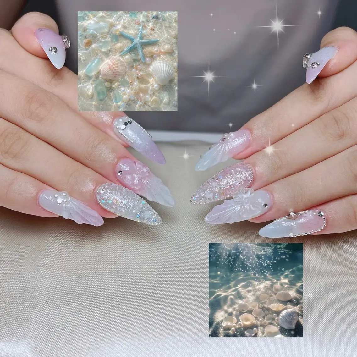 ネイル アートネイル オーロラネイル フレンチネイル ジェルネイル グラデーション Sora nail 長さ出し専門店のネイルデザイン