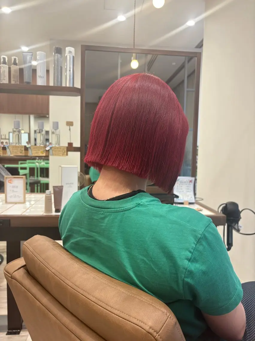 カラー ヘアカラー まろみ暖色×ボブ ×chia🕯のヘアスタイル