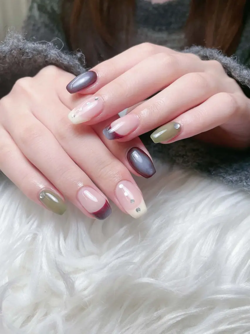 ネイル 長さ出し フレンチネイル グラデーション 韓国ネイル マグネットネイル ハンドネイル Lannie nailのネイルデザイン