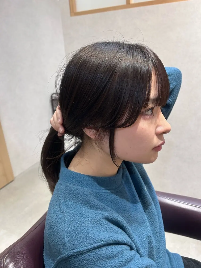 セミロング 韓国風ヘア 小顔カット Mao 🎀bob Oliveカラー🌿のヘアスタイル