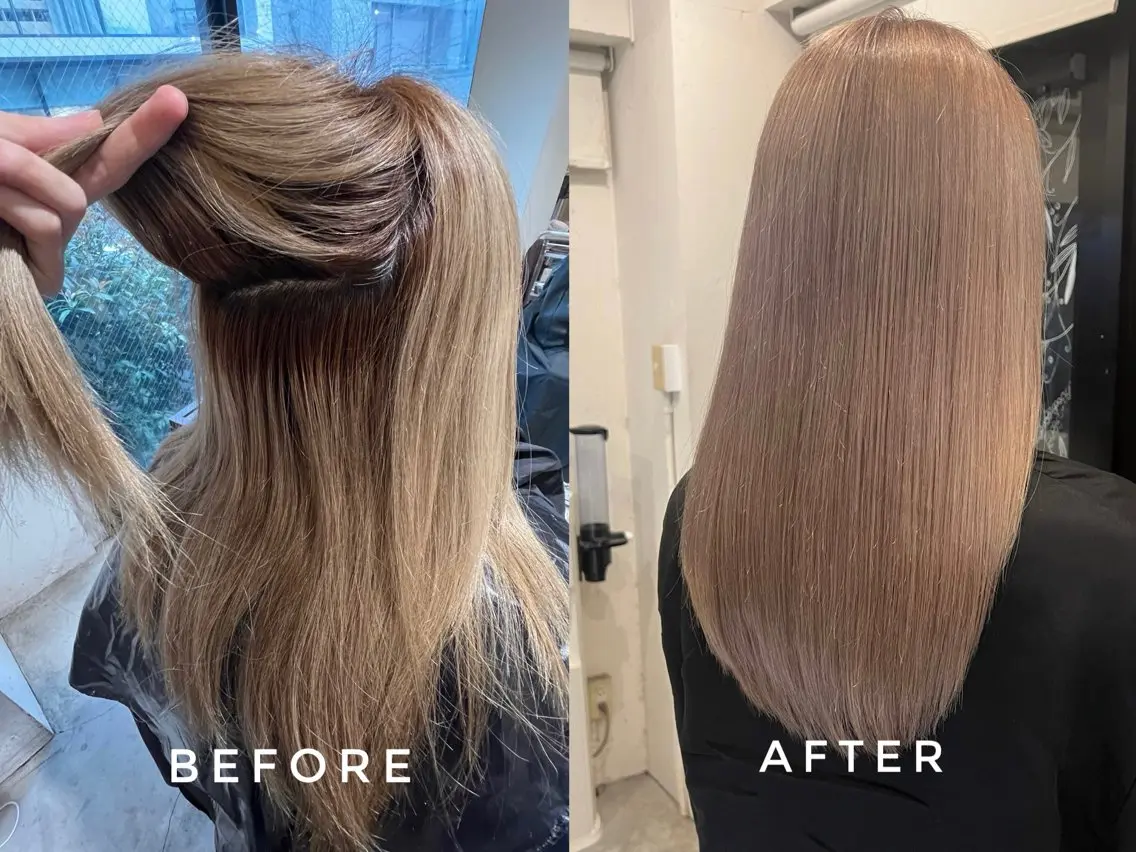 ロング カラー ベージュカラー ミルクティーベージュ ロング エクステ⭐️艶カラー koukiのヘアスタイル