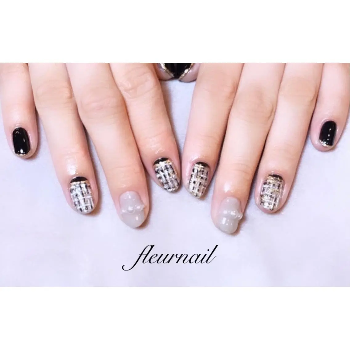 ネイル ジェルネイル パラジェル ツイードネイル ハンドネイル fleurnail miuraのネイルデザイン