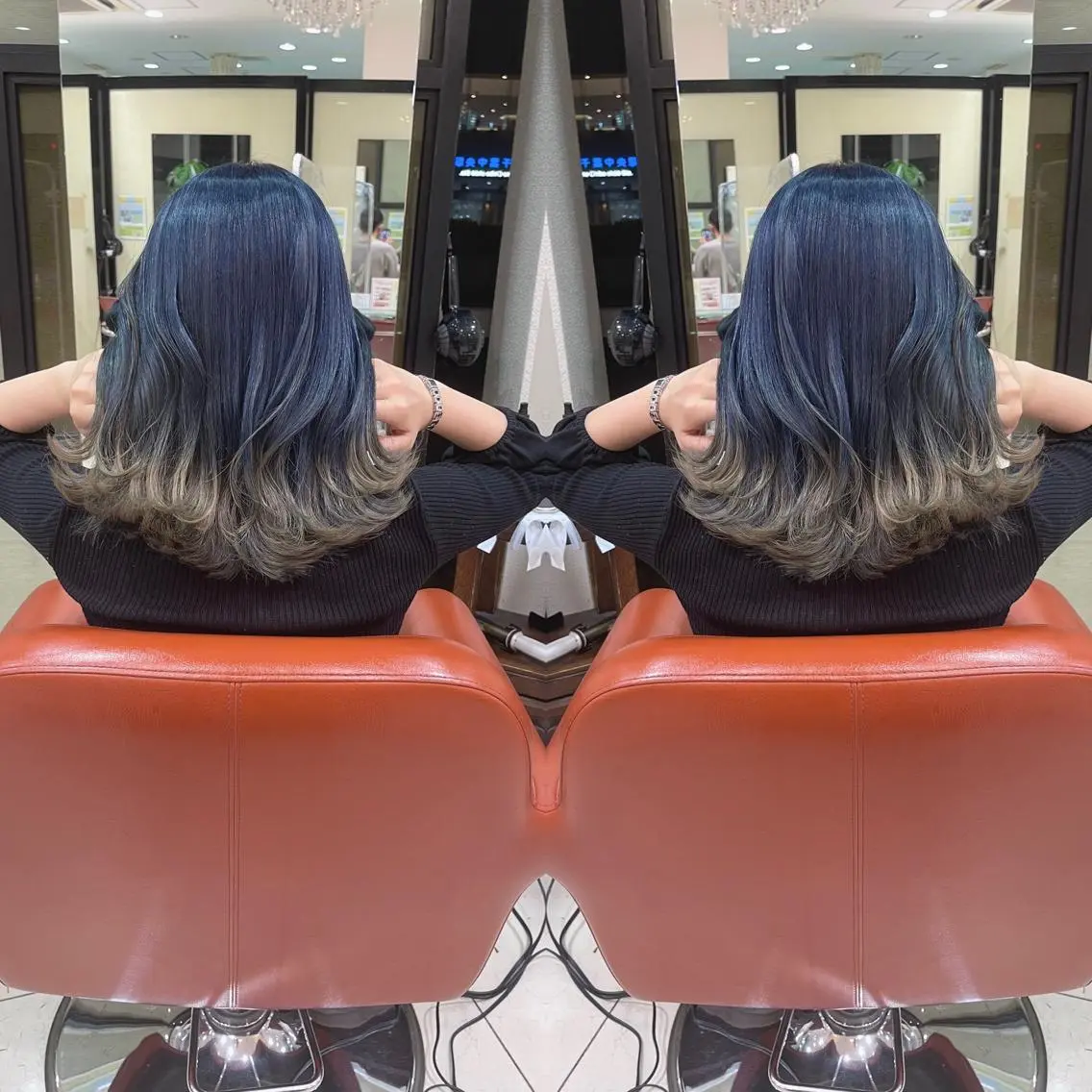 セミロング カット ヘアカラー Y Uのヘアスタイル