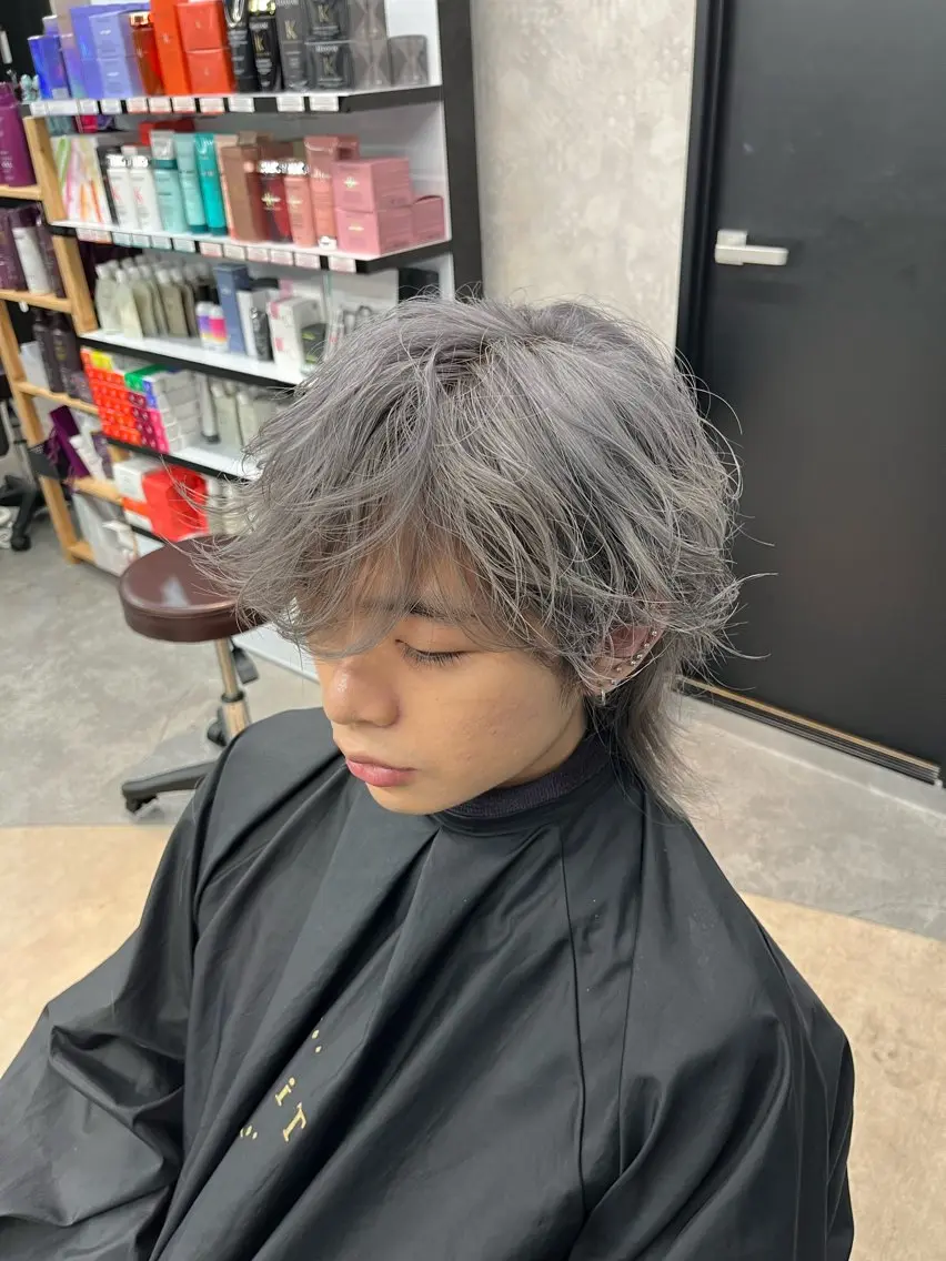 ミディアム カラー メンズ カット ヘアセット 🔥最強メンズ特化/ パーマの達人🔥風見のヘアスタイル