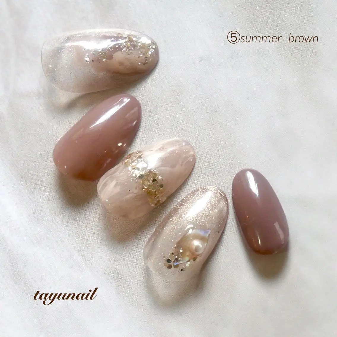 ネイル アートネイル ブルー ブラウン フットネイル シルバー ネイルサロン 【たゆnail】のネイルデザイン