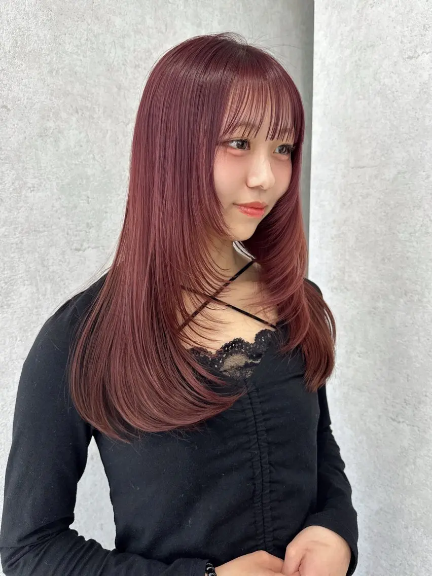 ロング カラー ヘアカラー トリートメント 韓国レイヤーカット/ 艶カラー/ noaのヘアスタイル