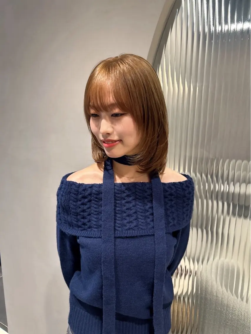 セミロング カラー ヘアカラー 縮毛矯正 トリートメント 艶カラー/髪質改善 kyoka🫧のヘアスタイル