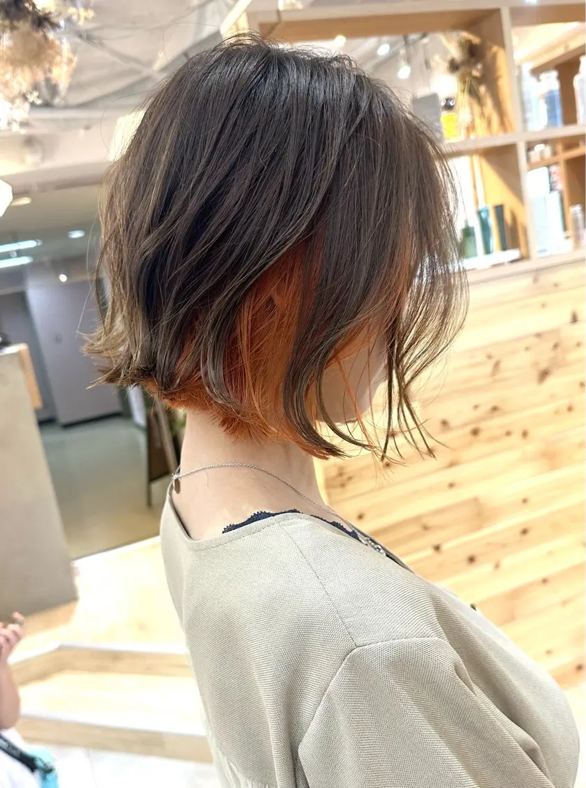 ショート カラー インナーカラー オレンジ ヘアカラー トリートメント 木下大地 HAIR  Oneのヘアスタイル