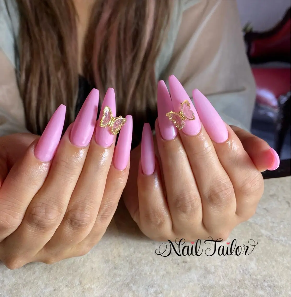 ネイル 長さ出し ジェルネイル ロングネイル マットネイル ワンカラーネイル NailTailor ネイルテイラーのネイルデザイン