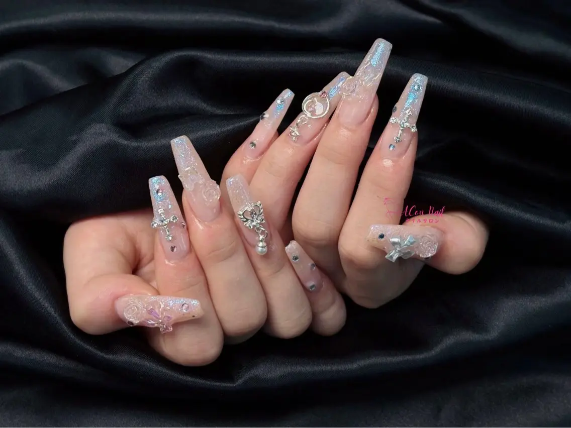 ネイル 桜ネイル 長さ出し フラワーネイル フレンチネイル ジェルネイル ハンドネイル ACon NailSalonのネイルデザイン