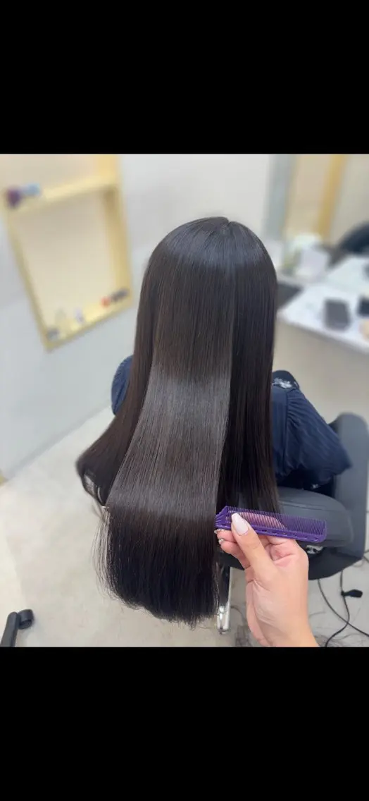 ロング 縮毛矯正 縮毛矯正 トリートメント 透明感カラーボブ レイヤー/asukaのヘアスタイル