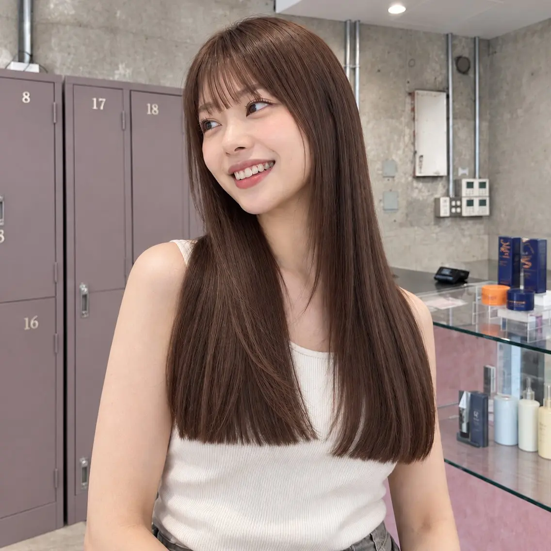 ロング カラー ブラウンカラー 透明感カラー ナチュラルブラウン ロング カット ヘアカラー トリートメント 岡本康平/ダブル カラー/レイヤーのヘアスタイル