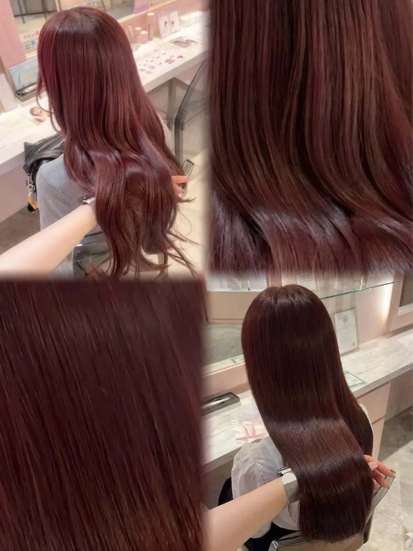カラー ピンクカラー レッドカラー ヘアカラー 美髪縮毛矯正/透明感 カラー/AIRI🦋のヘアスタイル