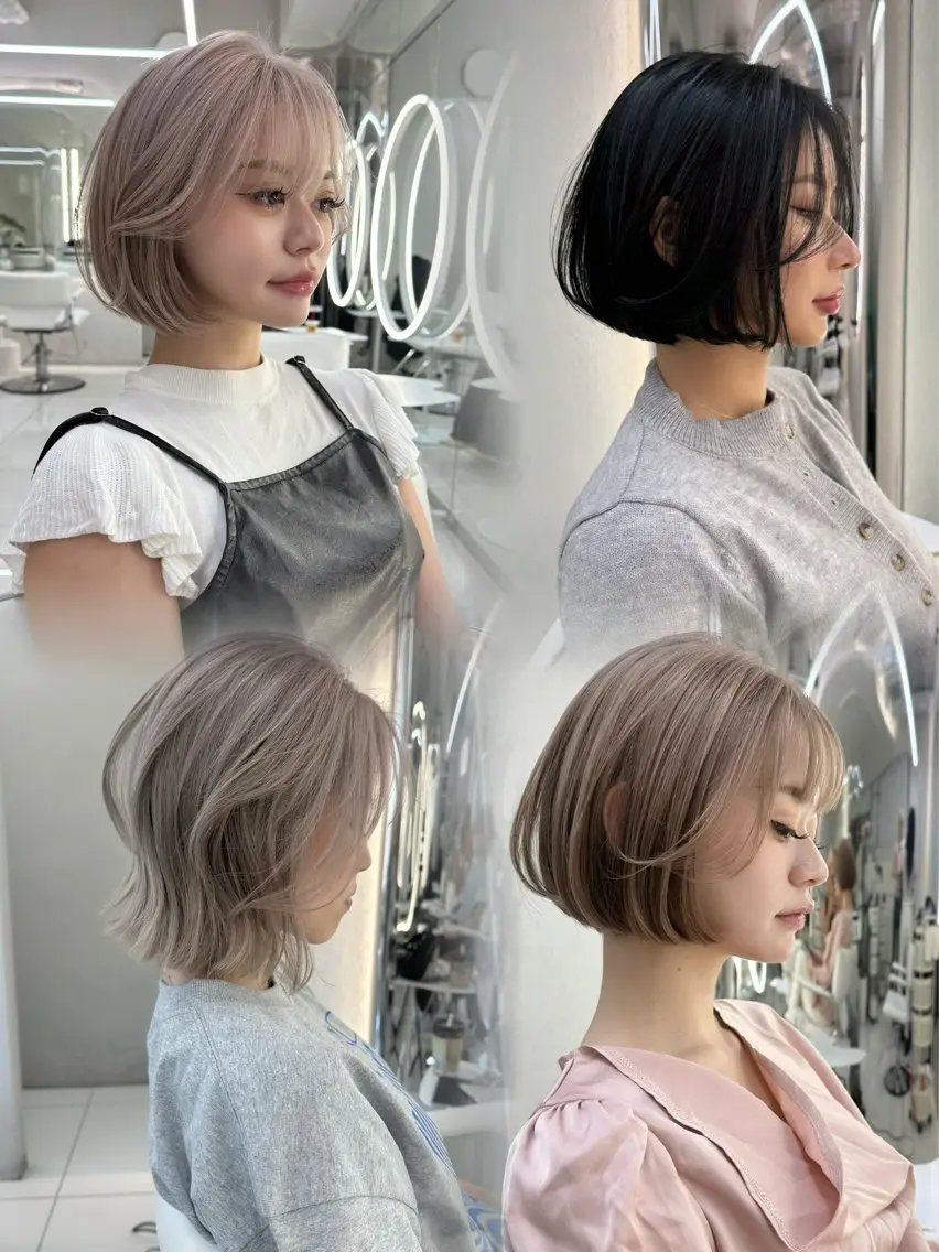 ミディアム カット ヘアカラー ハイトーンボブ Mizuki.のヘアスタイル