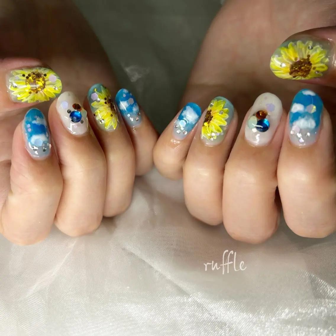 ネイル ブルー ruffle Asukaのネイルデザイン