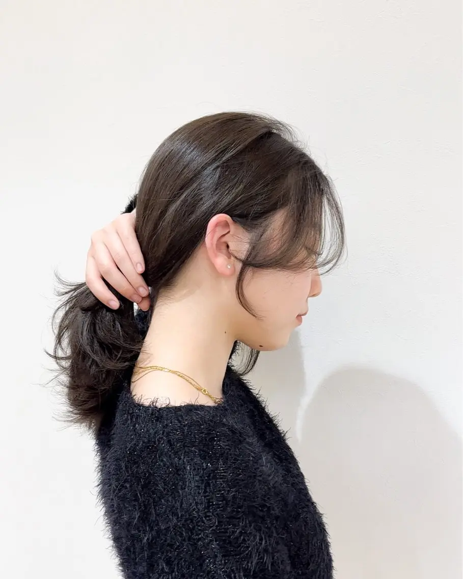 ミディアム カラー グレージュ ハイレイヤー レイヤーカット カット ヘアカラー トリートメント ミタニ/髪質改善 /レイヤーカットのヘアスタイル