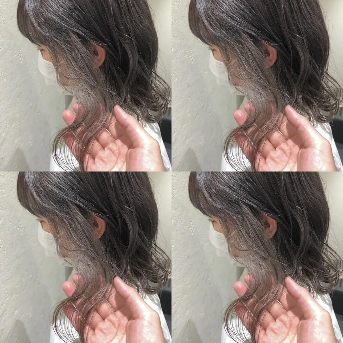 セミロング カラー ベージュカラー ブリーチ シルバー シルバーベージュ あさだ しゅうたろうのヘアスタイル