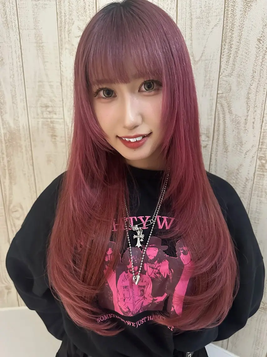 ロング カラー パーマ ヘアアレンジ ブリーチ レッドカラー レイヤーカット カット ヘアカラー トリートメント 髪質改善/韓国風 レイヤー/田村祐樹のヘアスタイル