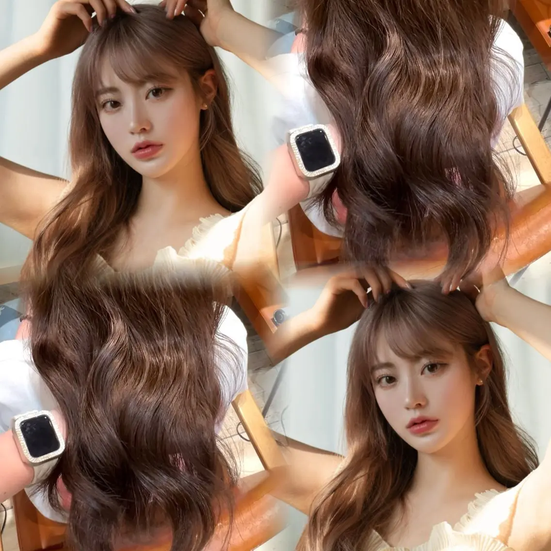 ミディアム ヘアカラー 髪質改善🫧艶カラー ✨縮毛矯正🎀しゅりのヘアスタイル