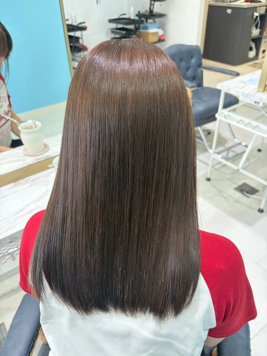セミロング カラー ミント 顔まわりレイヤー 髪質改善 レイヤーカット カット ヘアカラー トリートメント レイヤー/髪質改善 あおばのヘアスタイル