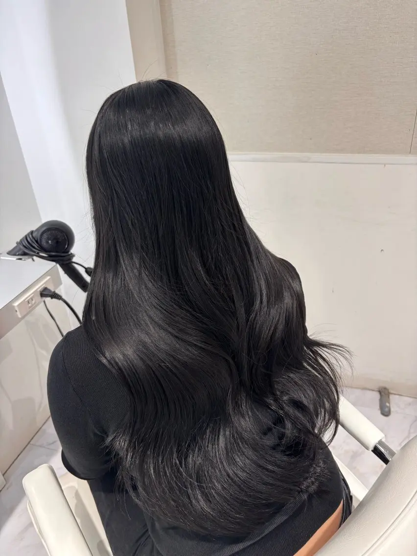 ロング カラー ヘアアレンジ 黒髪 透明感カラー トリートメント 高野 日和のヘアスタイル