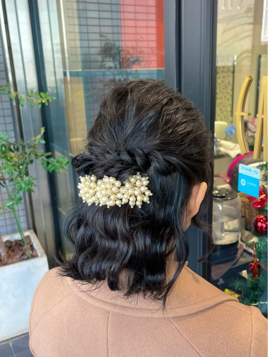ヘアアレンジ ハーフアップ 結婚式・ブライダル 推し活/パーティヘア ⭐️今田 水風🐰のヘアスタイル