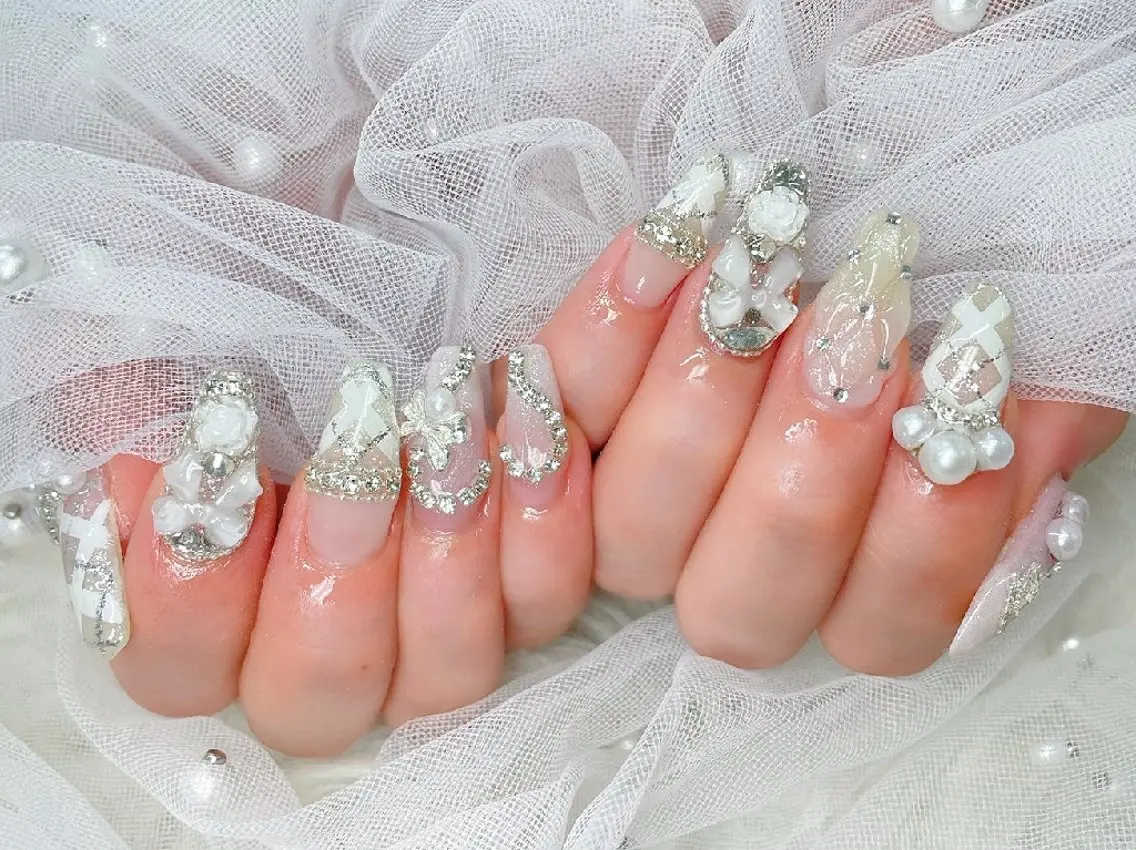 ネイル チークネイル 長さ出し フラッシュネイル フレンチネイル ジェルネイル Chouette Nailのネイルデザイン