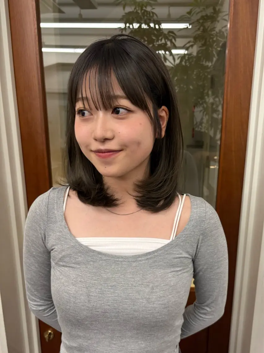 ミディアム 透明感カラー/顔周り カット/ののか💞のヘアスタイル