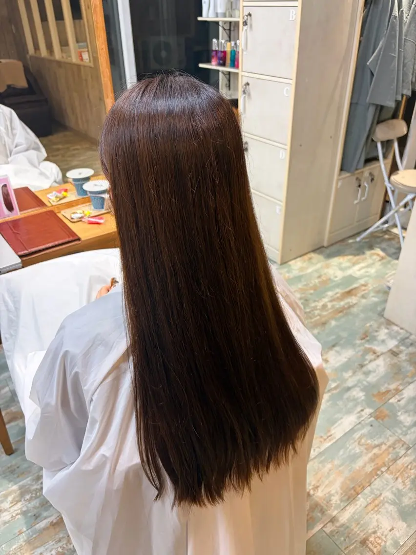 ロング 縮毛矯正 﨑山莉里香🎀 透明感カラー/縮毛✨のヘアスタイル