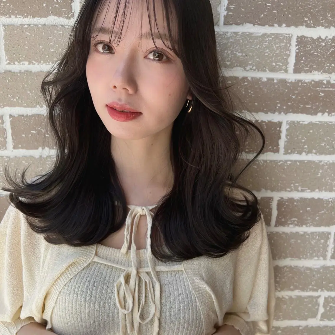 ミディアム 韓国風ヘア シースルーバング 韓国モテhair🍑 momoのヘアスタイル