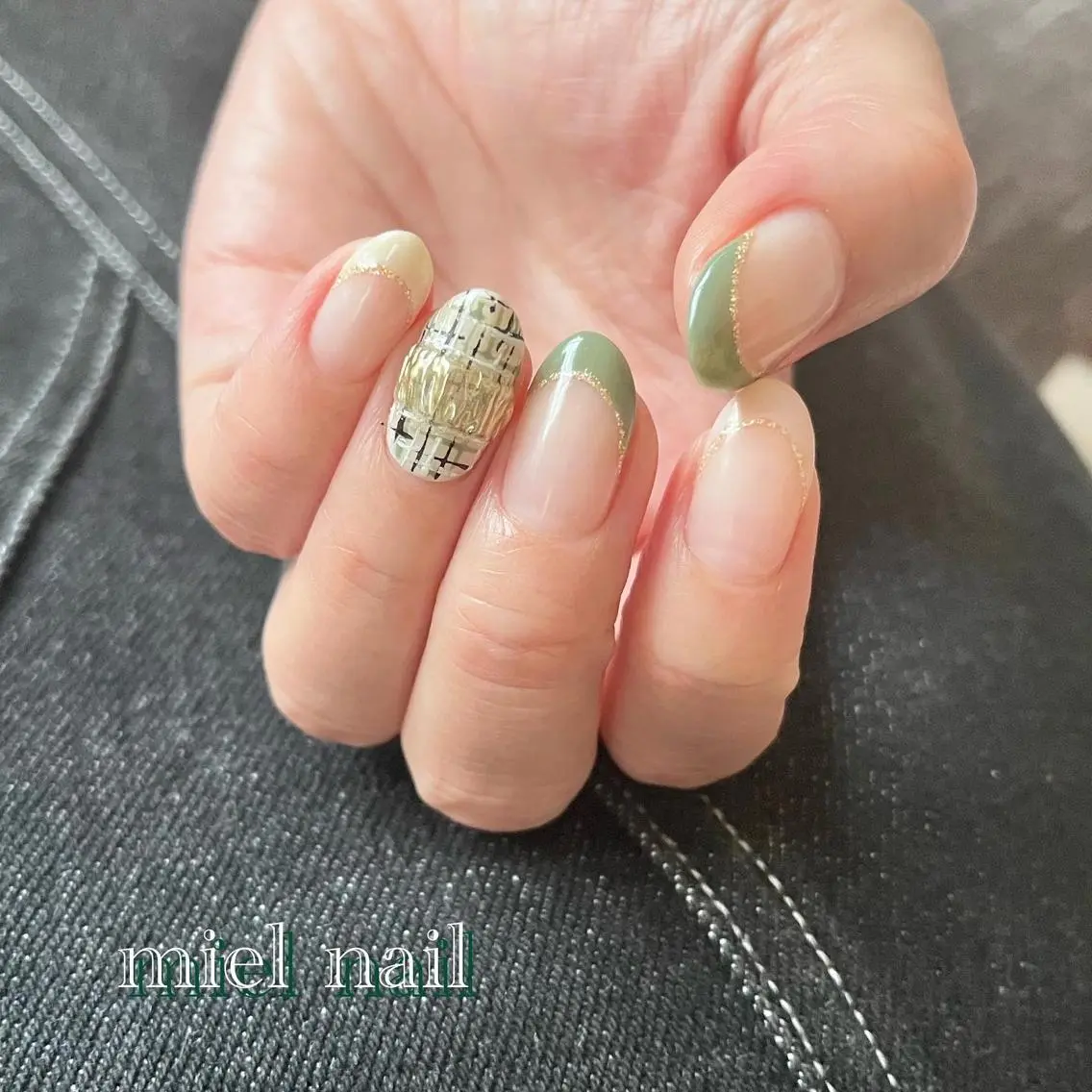 ネイル フレンチネイル ツイードネイル ハンドネイル miel nailのネイルデザイン