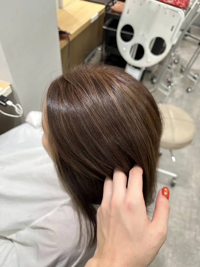 ミディアム カラー ハイライトカラー ハイライト カット ヘアカラー 巻ける髪質改善🫧ハ イライト/永田汰伊智のヘアスタイル