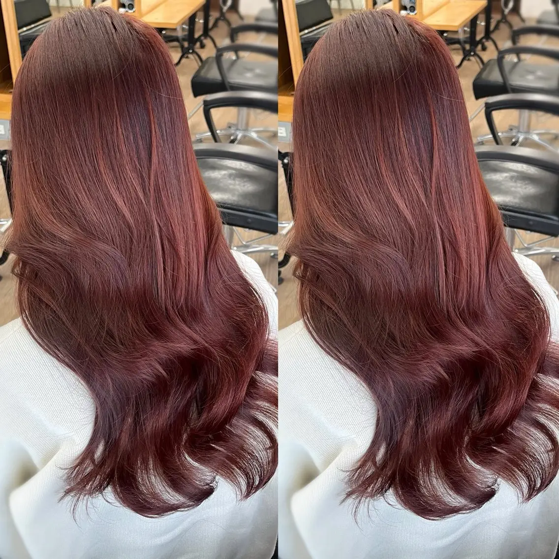 ロング カラー ボルドーカラー 透明感カラー ダブルカラー 髪質改善 レイヤーカット ヘアカラー トリートメント 💎髪質改善特化💎 RUITOのヘアスタイル