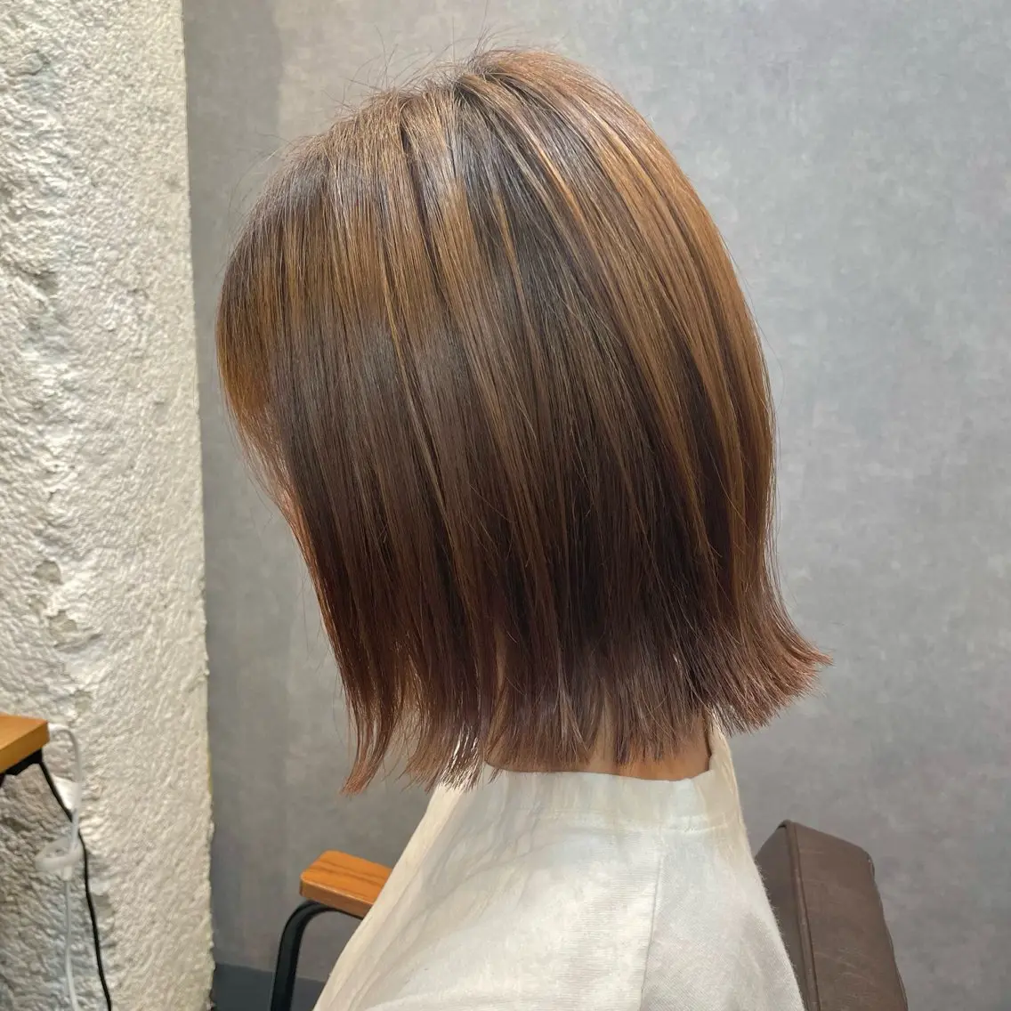 ミディアム カラー 切りっぱなしボブ ベージュカラー ボブ 髪質改善 カット ヘアカラー ツヤ美髪💐 髪質改善/高山愛来のヘアスタイル