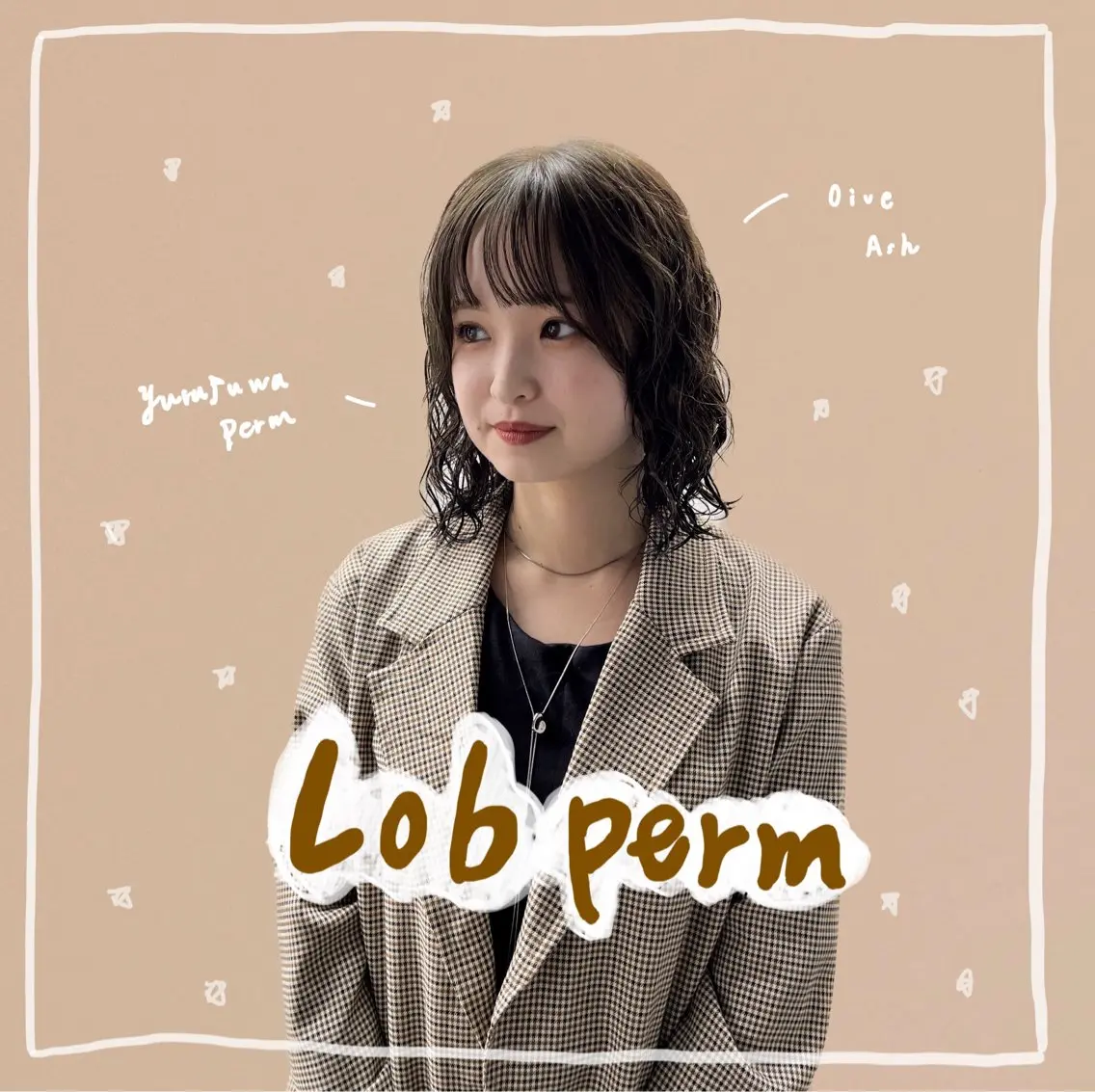ミディアム カラー パーマ ミディアムパーマ アッシュ オリーブアッシュ カット ヘアカラー パーマ KOKI/ ボブ/ パーマ/透明感カラーのヘアスタイル