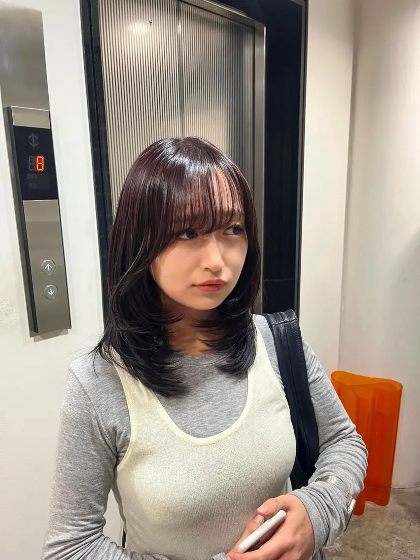 ミディアム レイヤーカット カット ヘアカラー トリートメント Shion/ レイヤー/髪質改善のヘアスタイル