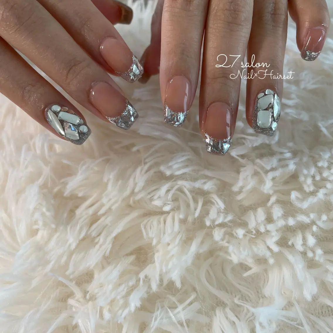 ネイル フレンチネイル ガラスフレンチ 27salon yuinaのネイルデザイン