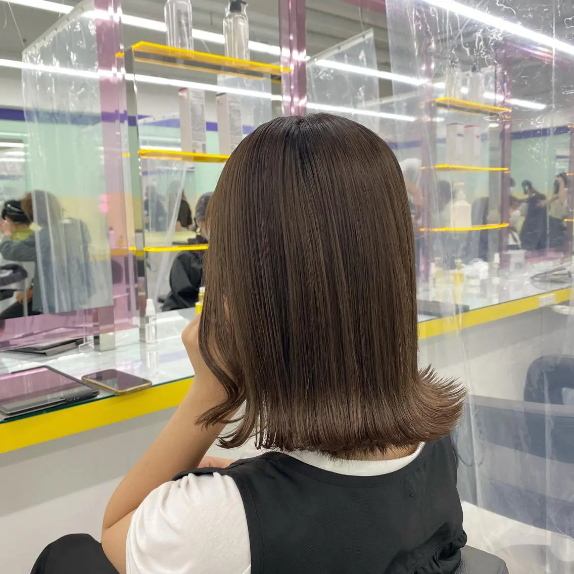 セミロング カラー ヘアアレンジ ヘアカラー トリートメント mai🍑暖色カラー /レイヤー💖のヘアスタイル