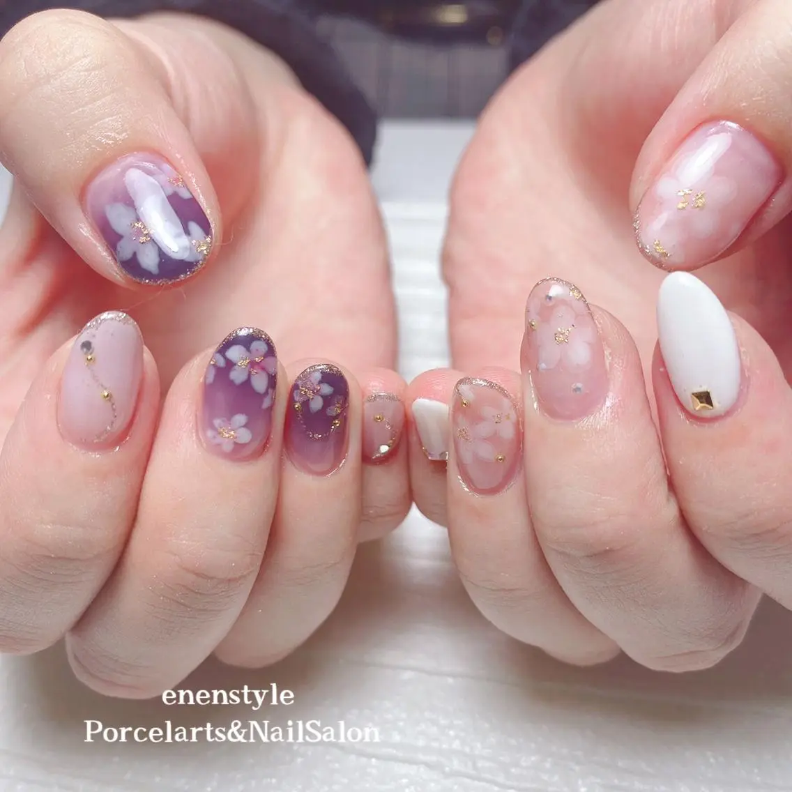 ミディアム ネイル 🐾enen style 🐾のネイルデザイン