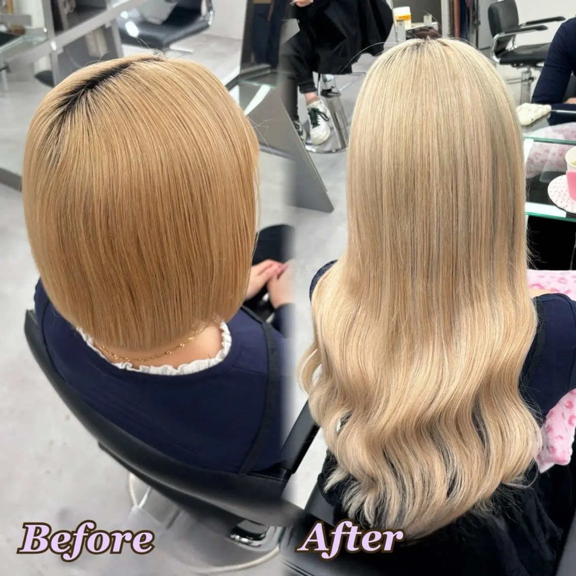 ヘアカラー エクステ ヘアメ🎀ハイトーン 🩵エクステ🪄しほのヘアスタイル
