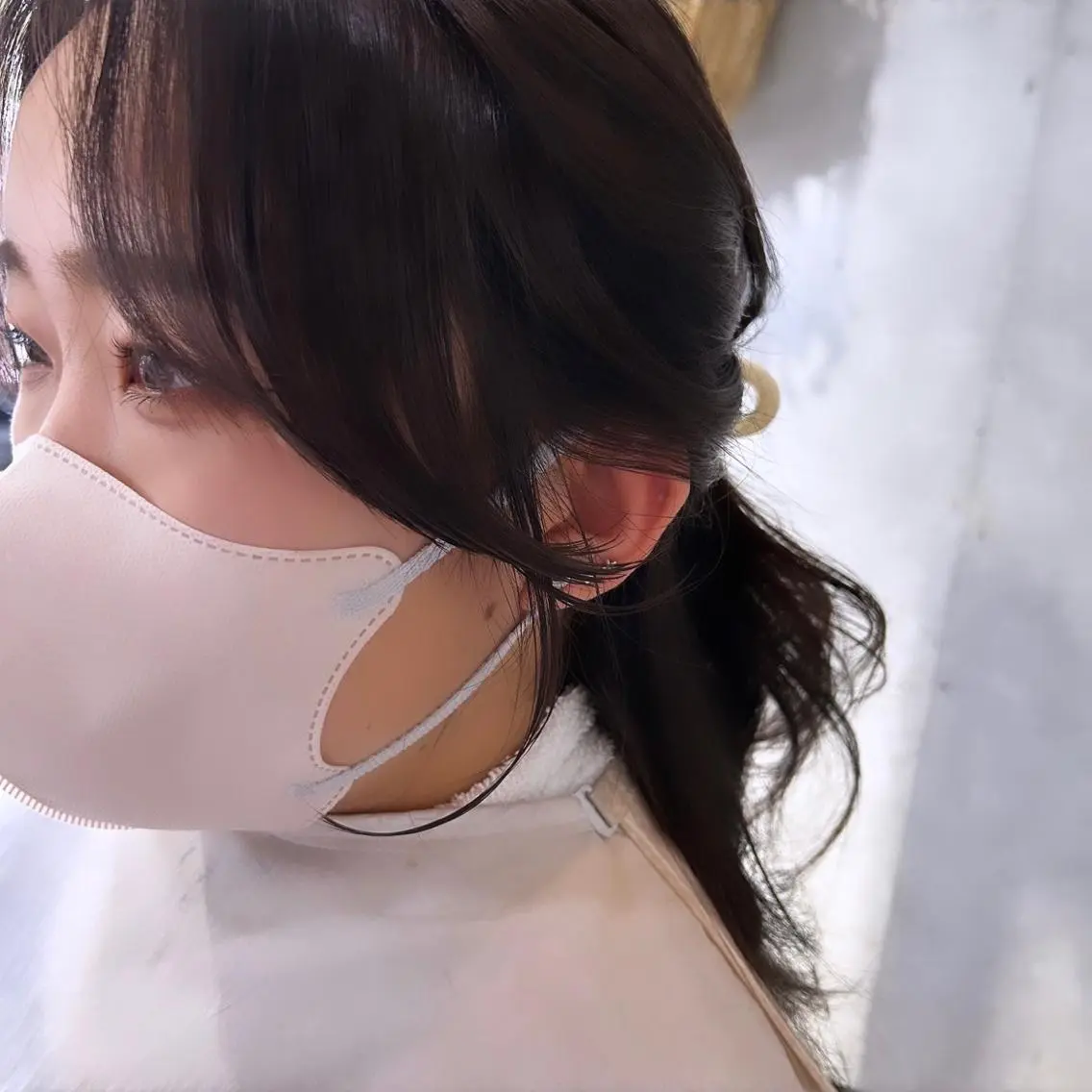 セミロング カラー ヘアアレンジ 顔周りカット 韓国風ヘア 烏丸/顔周りカット/ 暖色カラー/奈実のヘアスタイル