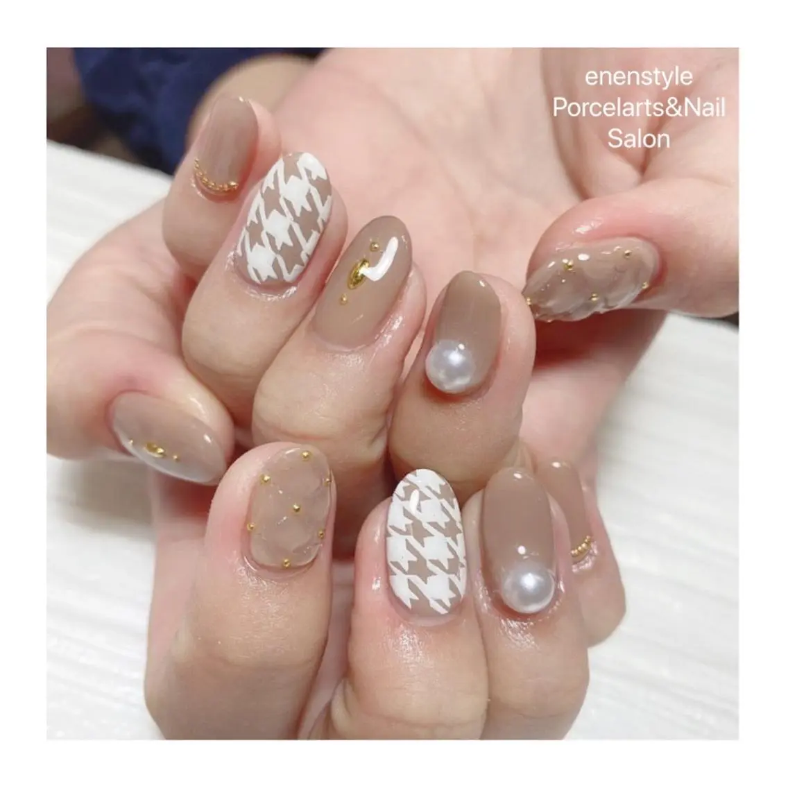 ミディアム ネイル ハンドネイル 🐾enen style 🐾のネイルデザイン