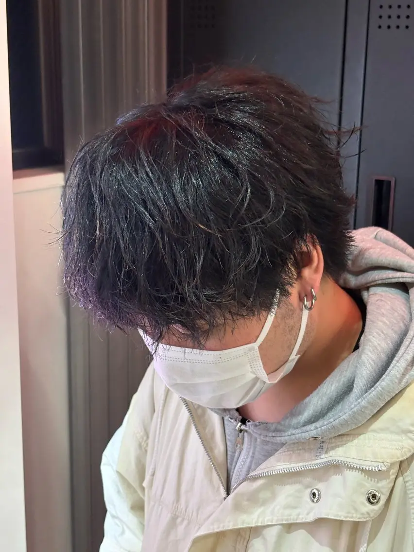 ミディアム カラー パーマ メンズ カット ヘアセット 🔥最強メンズ特化/ パーマの達人🔥風見のヘアスタイル