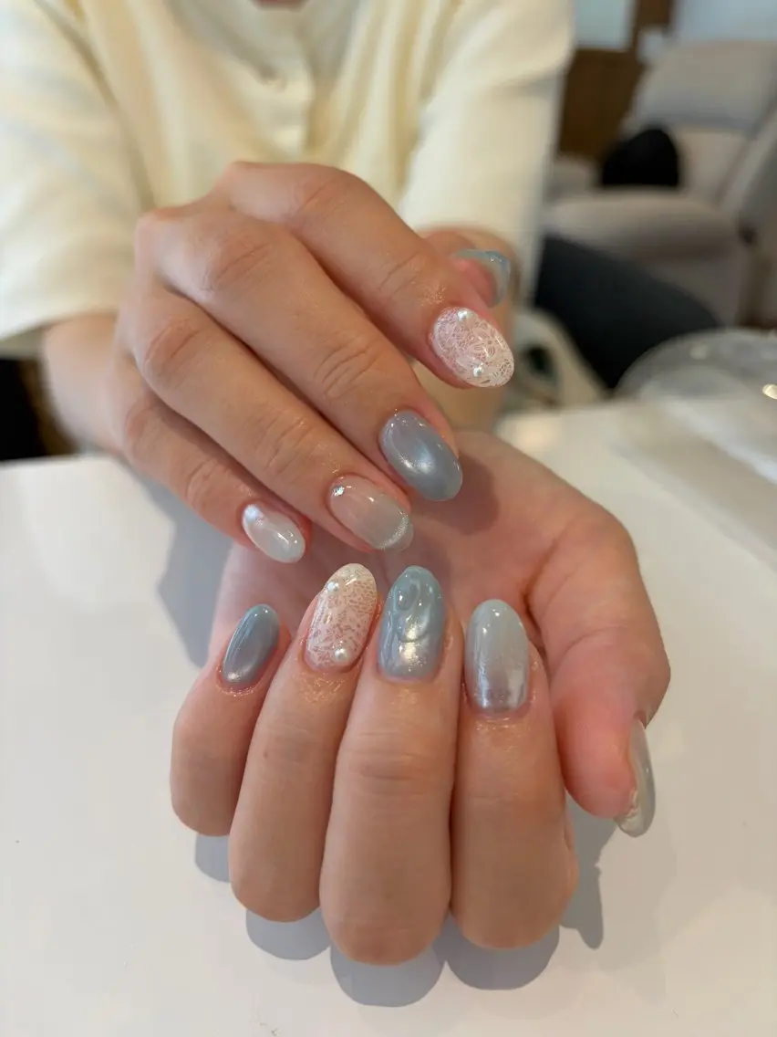 ネイル 水色 ハンドネイル ballie／小野原 なつみのネイルデザイン