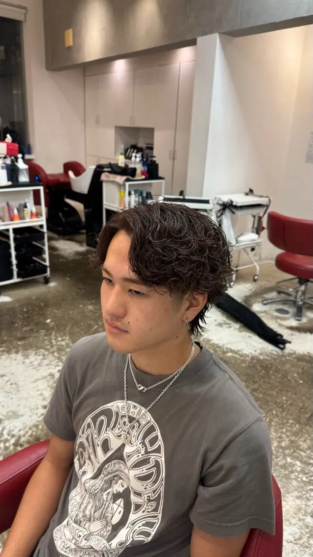 カラー パーマ メンズ カット ヘアカラー パーマ 池上 龍のヘアスタイル