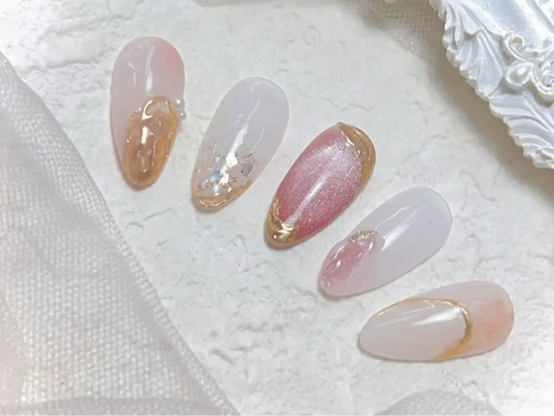 メンズ ネイル アートネイル フレンチネイル ジェルネイル キラキラネイル パラジェル Bloom スカルプ専門店のネイルデザイン