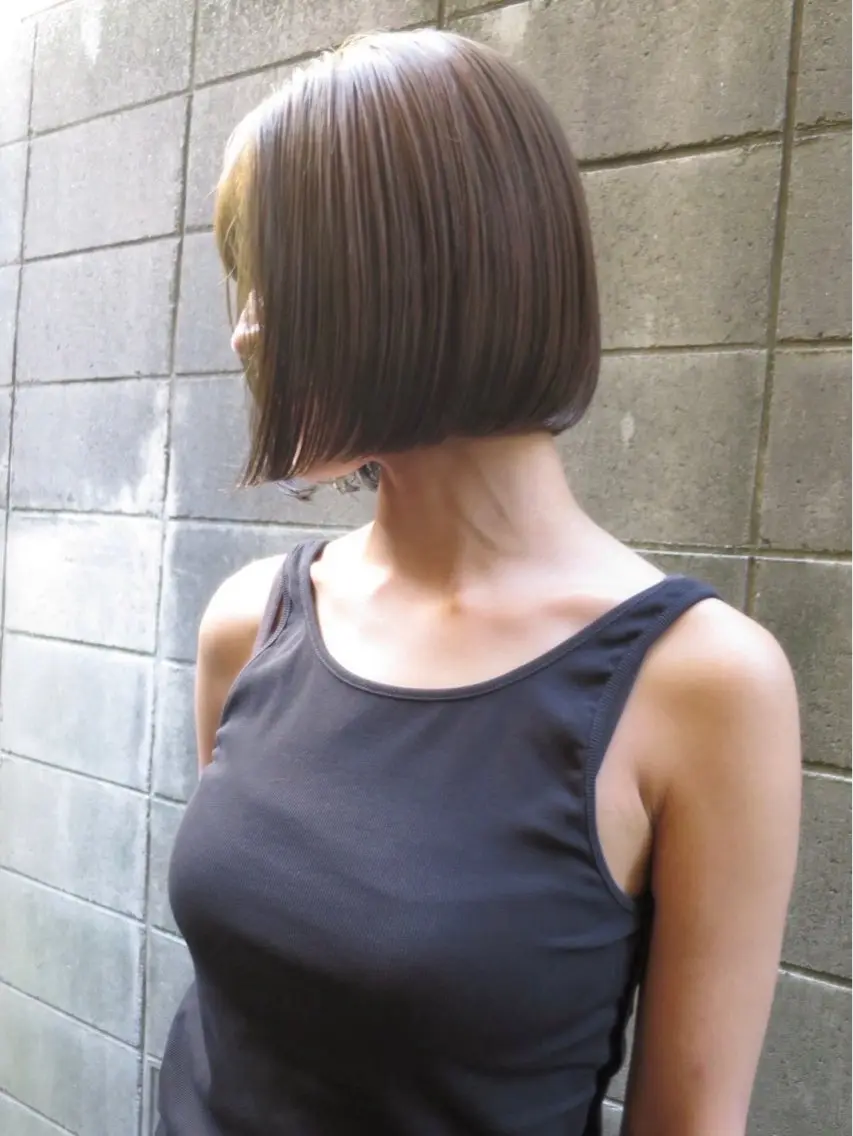 ショート カラー オリーブカラー ボブ カット ヘアカラー トリートメント yuma/ボブ/ミデ ィアム/透明感カラーのヘアスタイル