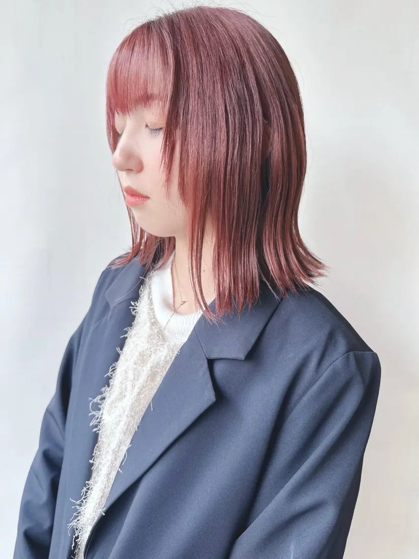 ミディアム カラー カット ヘアカラー トリートメント ボブ/ゆるふわ ボブパーマ/とういのヘアスタイル